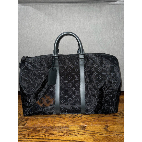 Louis Vuitton Keepall Bandouliere 50 Monogram Mesh Black See Through Travel Bag - Picture 2 of 10